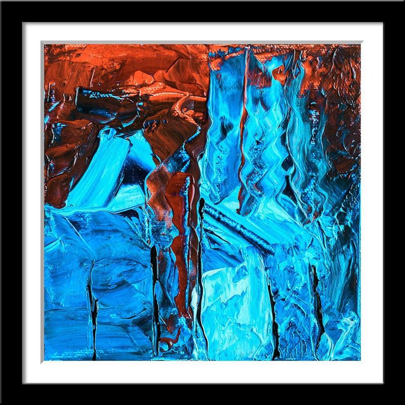 Melting Moments - Modern Abstract Painting - Small Digital Print - Framed (12 x 12 inches) - Multi-Color Paper Print  (12 inch X 12 inch)