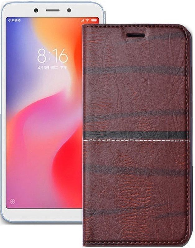 MARSHLAND Flip Cover for Mi 6  (Brown, Dual Protection, Pack of: 1)
