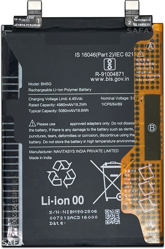 Safa Mobile Battery For Redmi K50i 5G