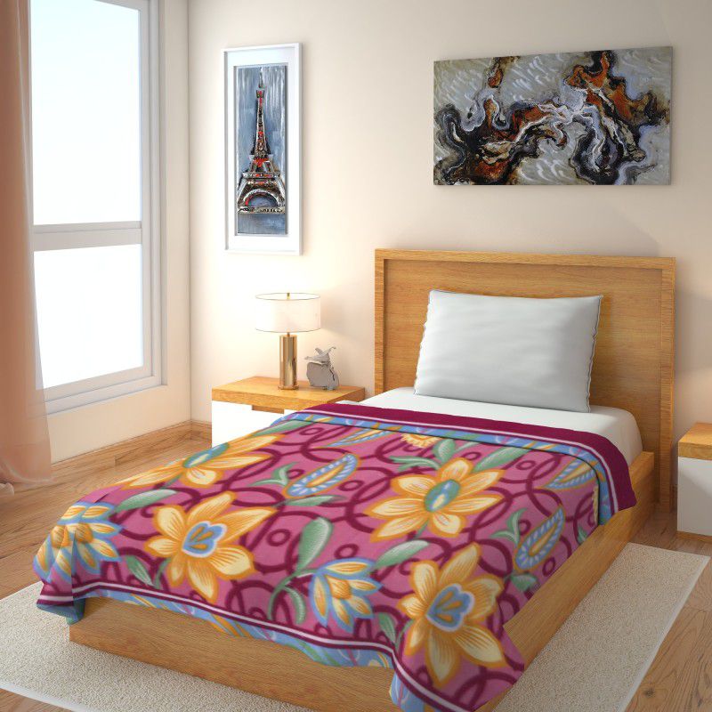 IWS Printed Single Blanket for Mild Winter  (Polyester, Multicolor)