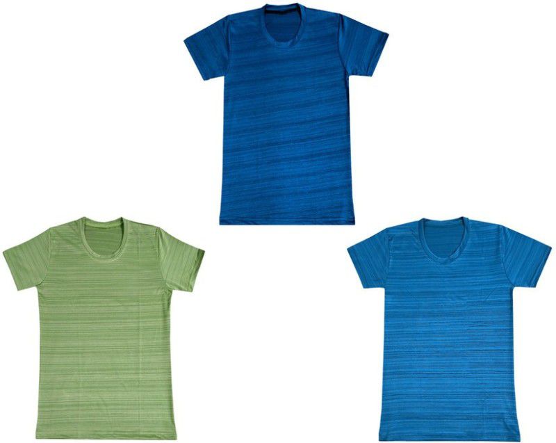 Boys Solid Polyester T Shirt  (Multicolor, Pack of 3)