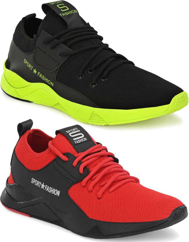 Amazing Range of Combo Pack of 2 Stylish Walking Sports Walking Shoes For Men  (Black, Red)