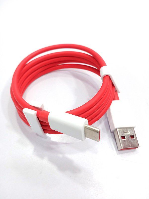 Temfen USB Type C Cable 6.5 A 1.00011 m Copper Braiding 30W 6Amp Oneplus Wrap/Dash Fast Type C Data Cable  (Compatible with 18 watt type c charger, Red, One Cable)