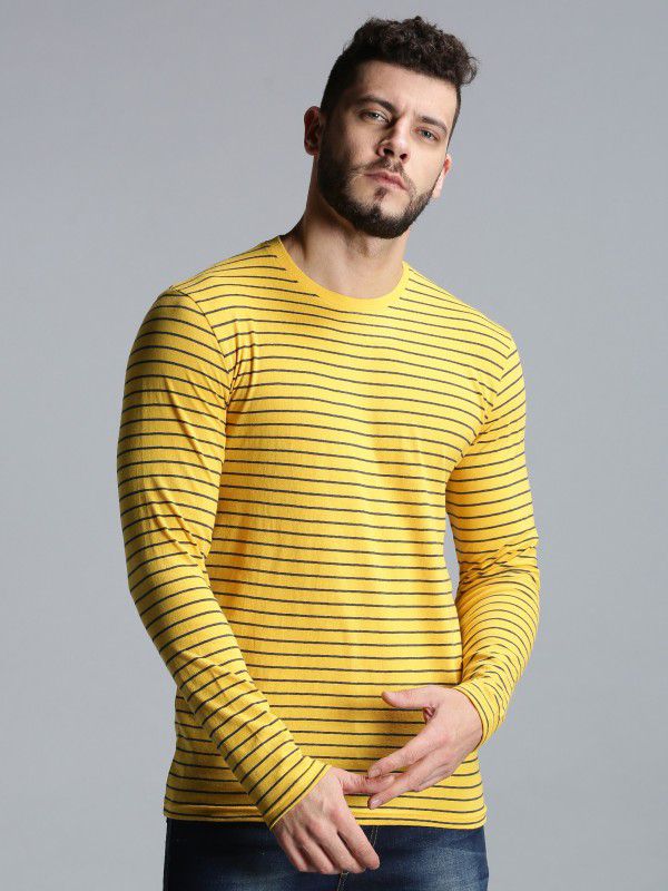 Striped Men Yellow, Black T-Shirt
