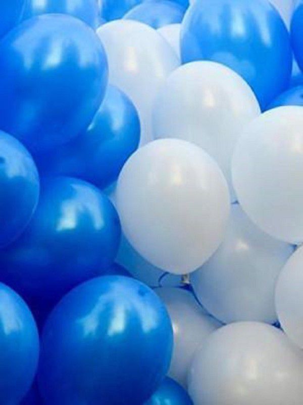 Party Hub Solid Solid 10 Inch (Pack of 50) Metallic Balloons for Birthday Decoration, Decoration for Weddings, Engagement, Baby Shower, 1st Birthday, Anniversary Party, Theme Party, Office Party Balloon Balloon  (Blue, White, Pack of 50)