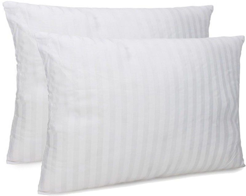 RAVIA Microfibre Stripes Throw Pillow Pack of 2  (Simply White)