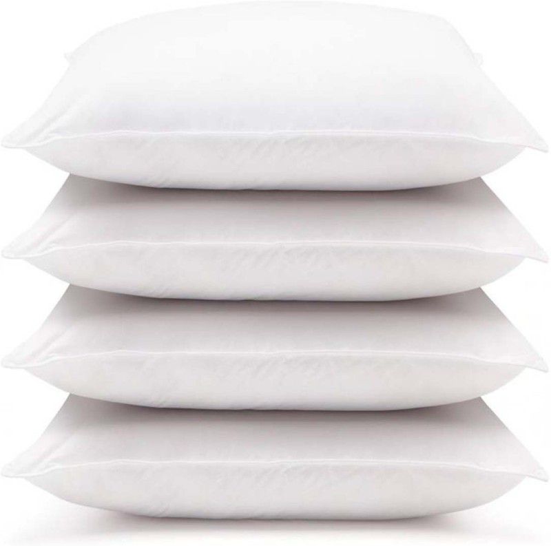 Soulful Creations Polyester Fibre Solid Bed/Sleeping Pillow Pack of 4  (White)