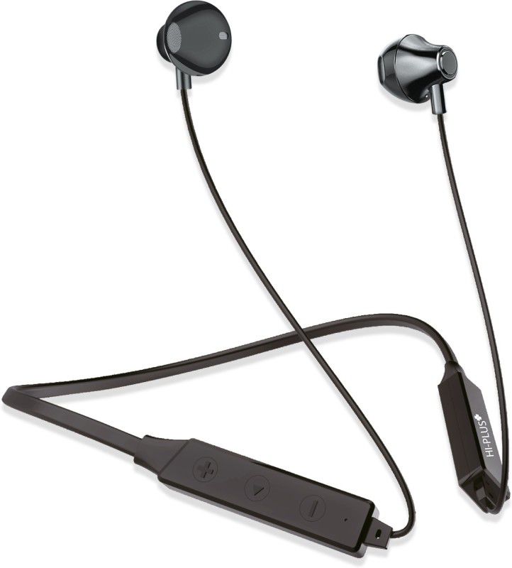 HI-PLUS 21X WIRELESS NECKBAND HEADPHONE Bluetooth Headset  (Black, In the Ear)