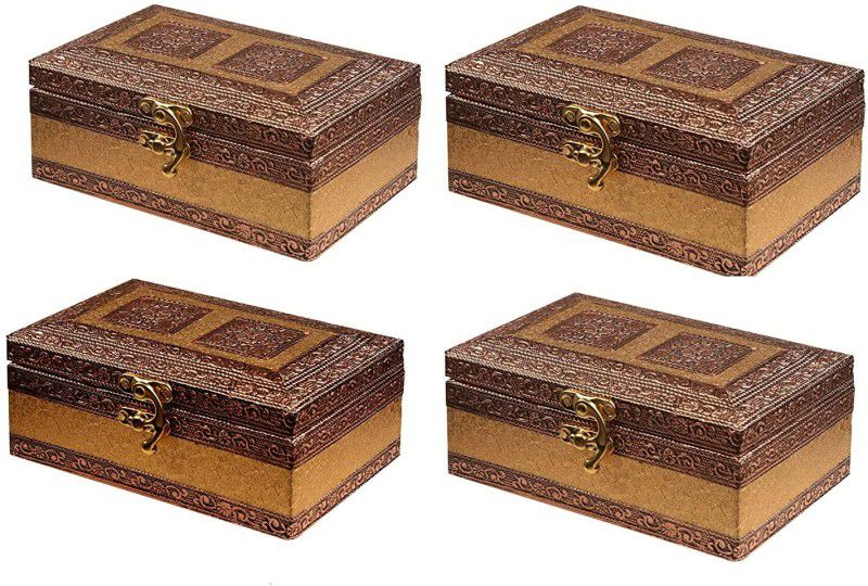 westfield 4 Piece Of 6x4 inch Jewellery Box, Wedding Gift Boxes, Rakhi Gift, Gift For Girl Makeup and Jewellery Vanity Box  (Gold)