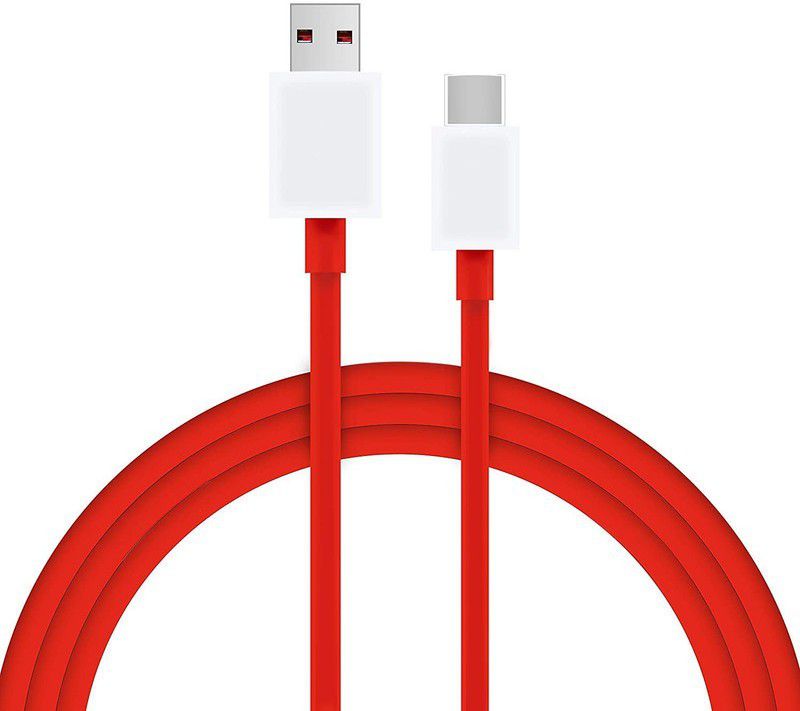 RRBC USB Type C Cable 6.5 A 1.00011 m Copper Braiding 30W 6Amp Oneplus Wrap/Dash Fast Type C Data Cable  (Compatible with 18 watt type c charger, Red, One Cable)