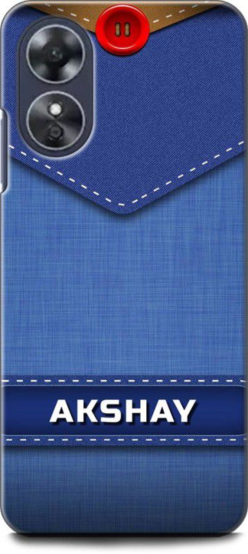 WallCraft Back Cover for OPPO A17, CPH2477 AKSHAY NAME, A, LETTER, BLUE, JEANS, ALPHABET, DESIGN  (Multicolor, Dual Protection, Pack of: 1)
