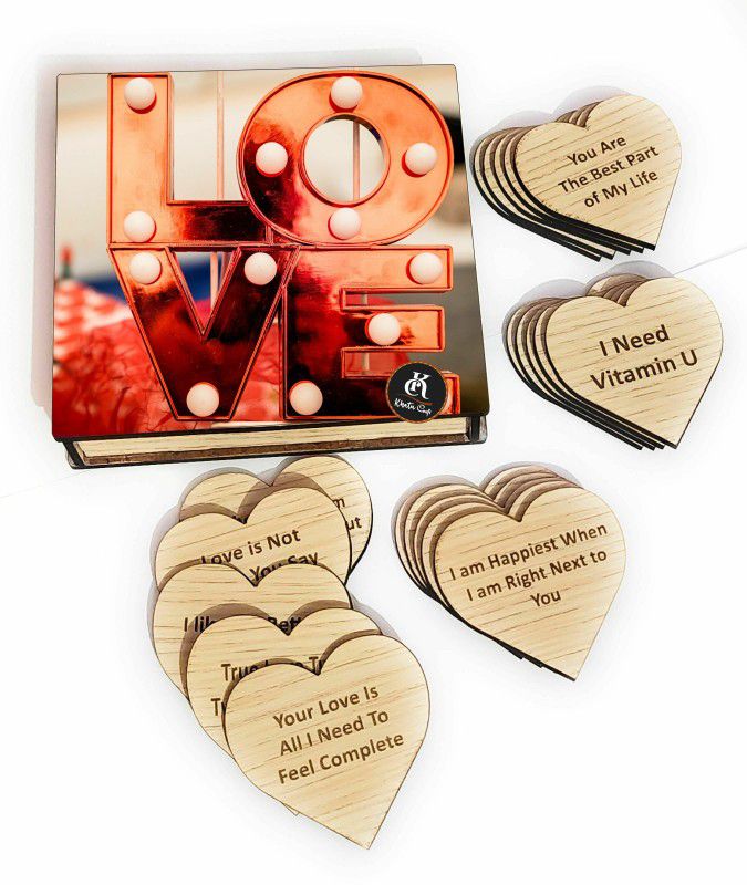 Khatu Crafts Love 20 Reasons to Love with Box Decorative Showpiece - 3 cm  (Wood, Multicolor)