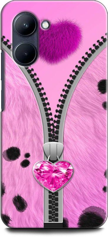 WallCraft Back Cover for Realme C33, RMX3624 GIRLY ZIP, BIAMOND, GIRL, PINK, ABSTRACT ART  (Multicolor, Dual Protection, Pack of: 1)