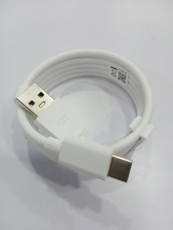 GANDHI FASHION USB Type C Cable 6.5 A 1.00081999999999 m Copper Braiding 65W VOOC/DART/WARP/DASH/SUPERVOOC/SUPERDART FAST CHARGER CABLE  (Compatible with 65w fast charging mobile charger, White, One Cable)