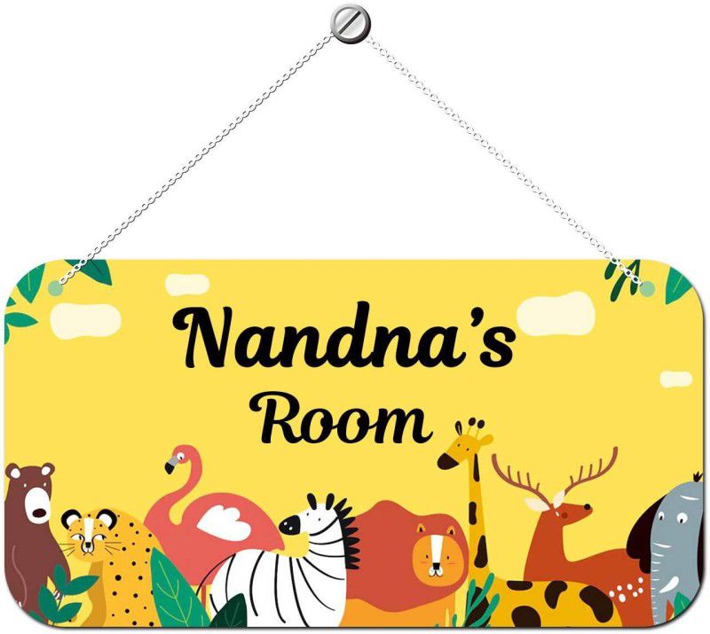 ARTBUG Wooden Nandna Door Sign Kids Room Name Plate  (Multicolor)