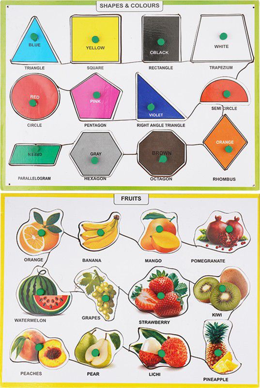 moreyaji Color&Shapes and Fruits Puzzle Games and Learning Educational Board for Kids  (Multicolor)