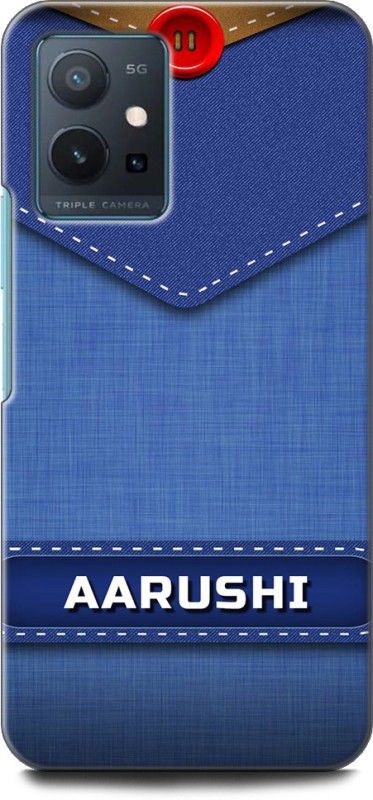 WallCraft Back Cover for Vivo Y75 5G AARUSHI NAME, A, LETTER, BLUE, JEANS, ALPHABET, DESIGN  (Multicolor, Dual Protection, Pack of: 1)