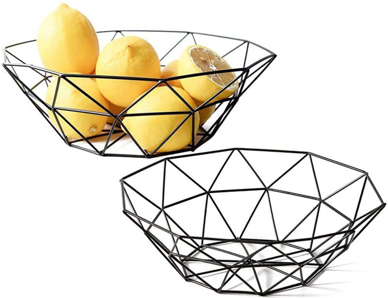 ON GATE 2Pc Metal Wire Fruit Basket - Decorative Metal Frame Fruit Bowl Carbon Steel Fruit & Vegetable Basket  (Black)