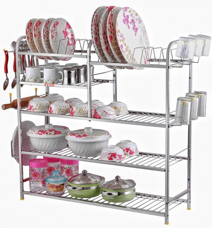 AVAIL Utensil Kitchen Rack Steel Kitchen Dish Rack | Plate Cutlery Stand | Kitchen Utensils Rack | Modern Kitchen Storage Rack (31 x 30 INCH)
