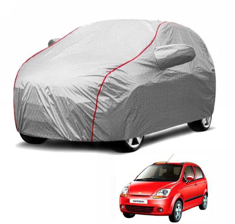 BLUERIDE Car Cover For Chevrolet Spark (With Mirror Pockets)  (Silver)