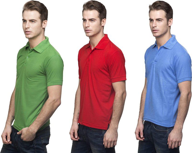 Solid Men Green, Red, Blue T-Shirt  (Pack of 3)