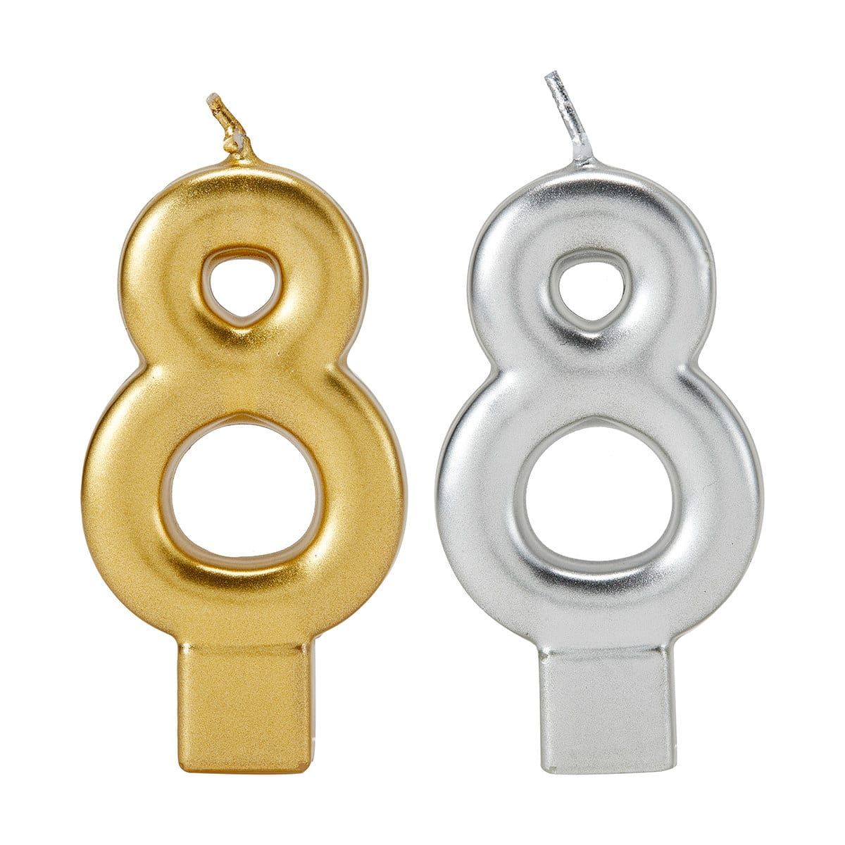 Metallic Candle Number 8 - Assorted