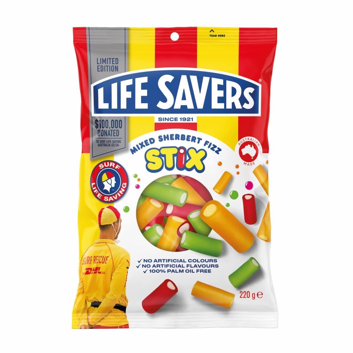 Life Savers Mixed Sherbert Fizz Stix 220g