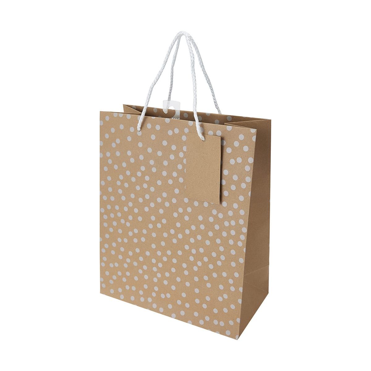 Kraft White Dot Gift Bag - Large