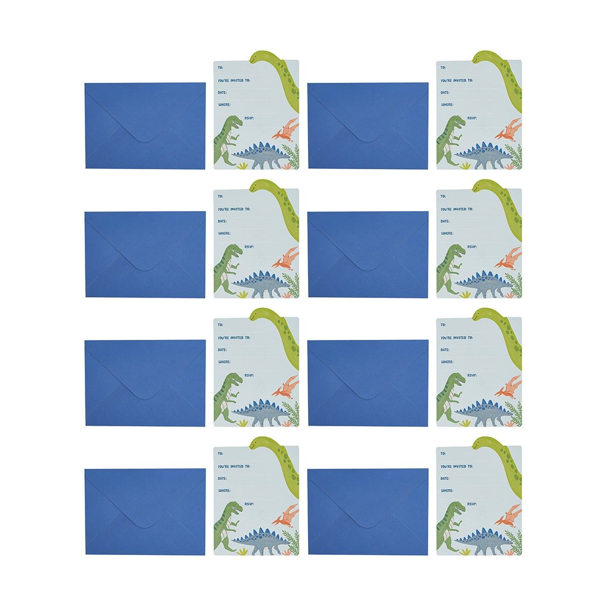 8 Pack Dinosaur Invites