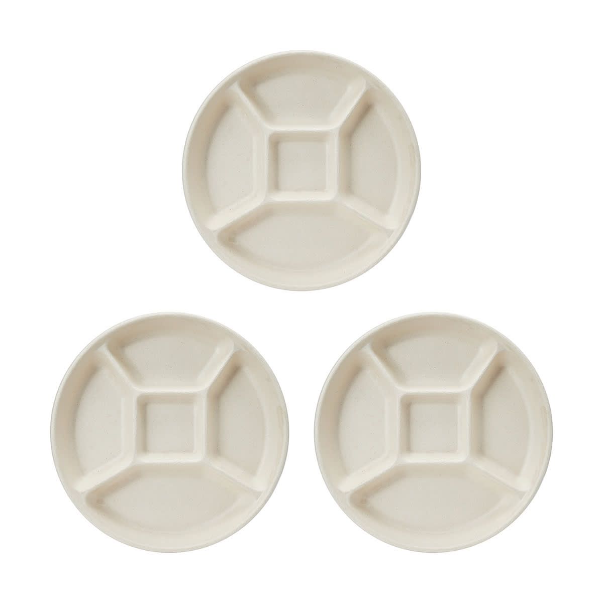 3 Piece Sugarcane Pulp Chip and Dip Tray