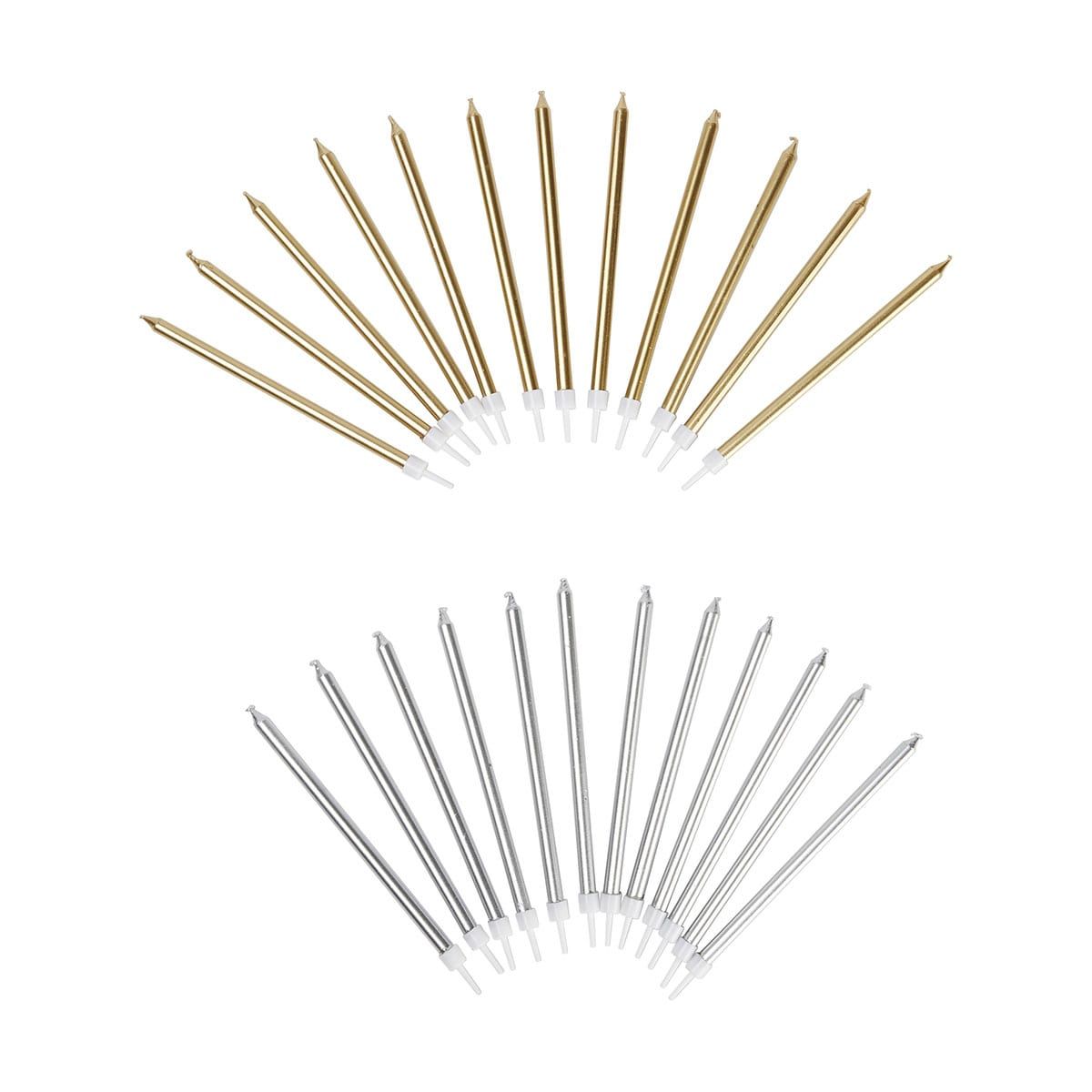 12 Pack Tall Gold Look & Silver Candles