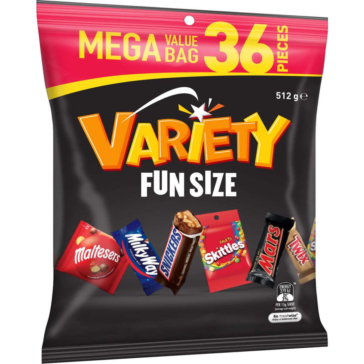 36 Piece Variety Mega Value Fun Size Bag 512g