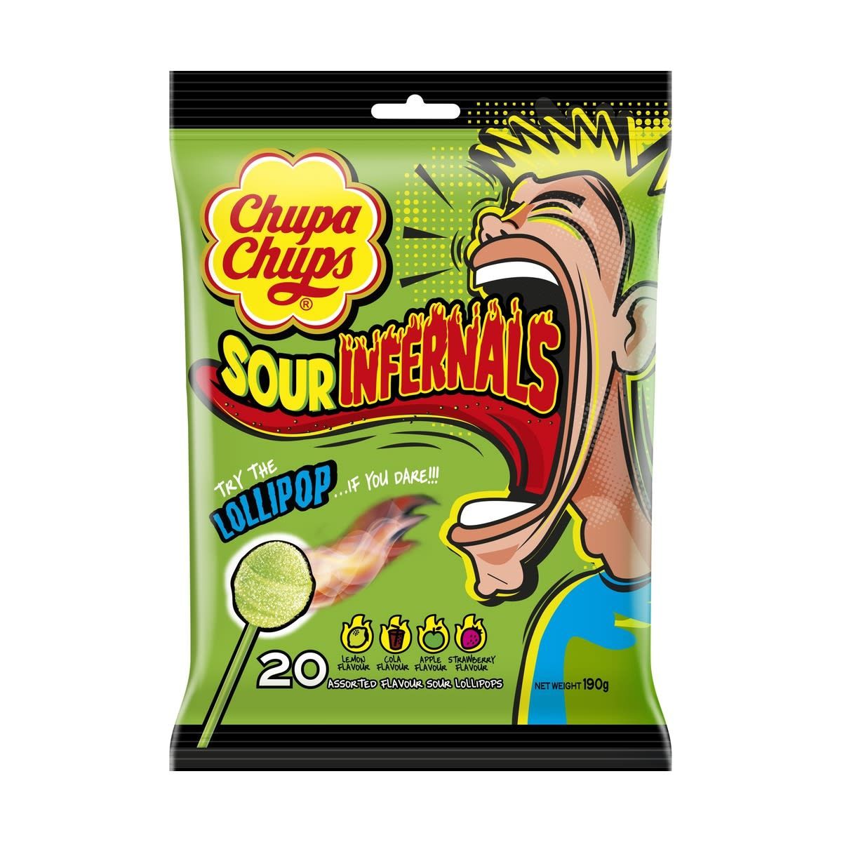 Chupa Chups Sour Infernals Lollipop 475g