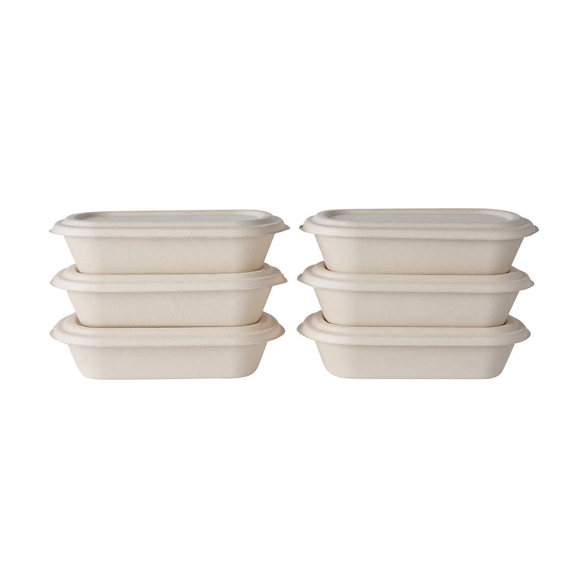6 Pack Sugarcane Pulp Take Away Containers