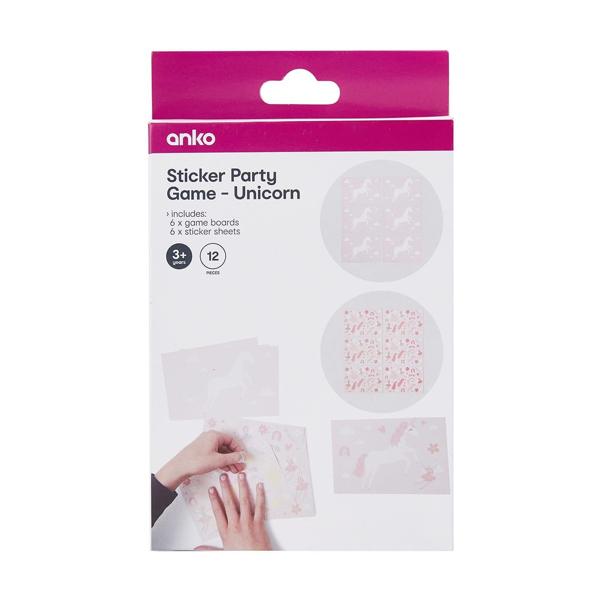 12 Piece Sticker Party Game - Unicorn