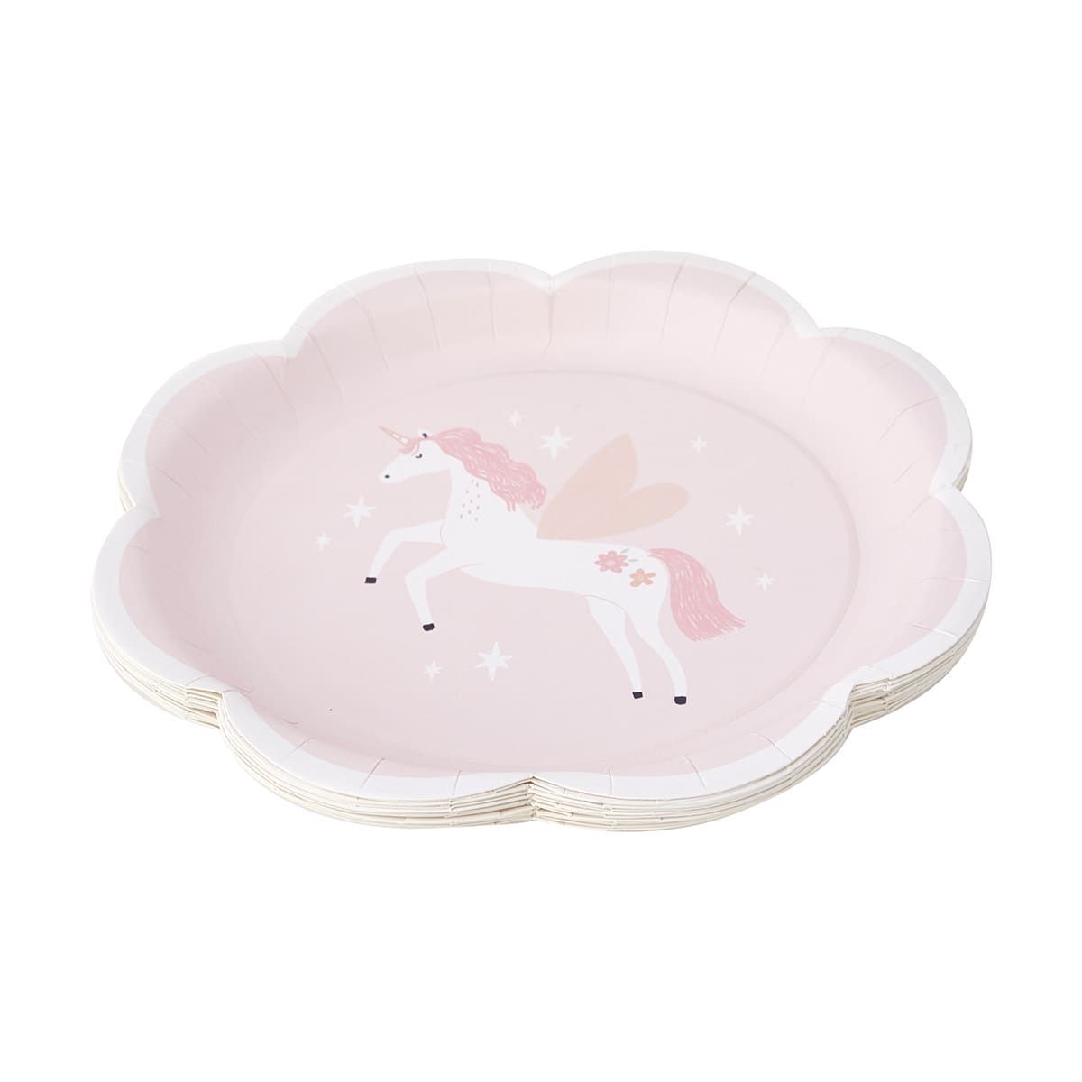 16 Piece Unicorn Floral Paper Plates