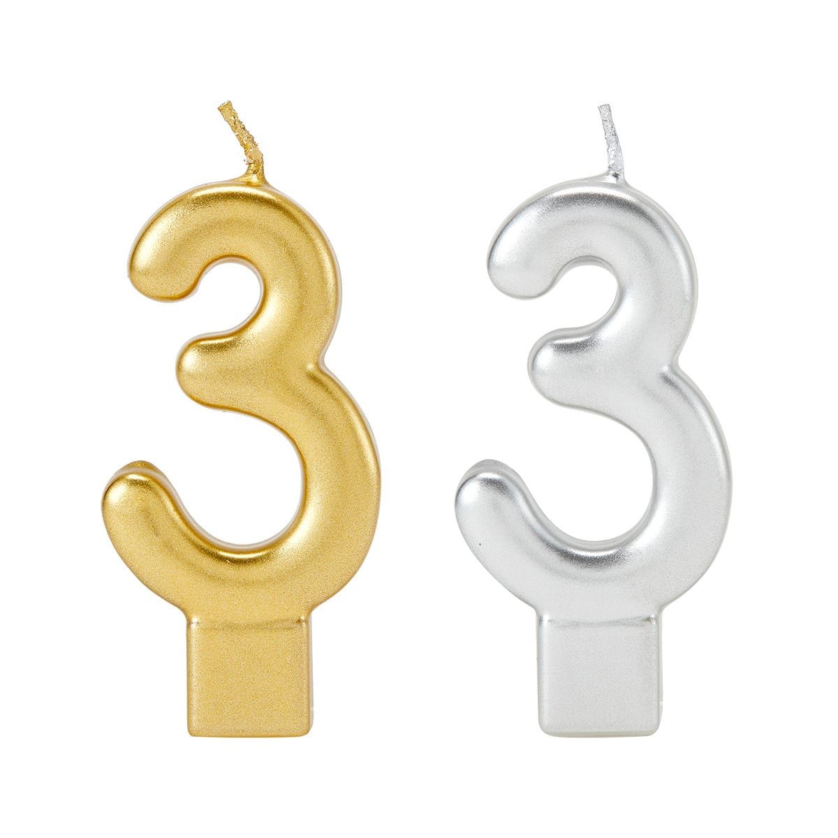 Metallic Candle Number 3 - Assorted