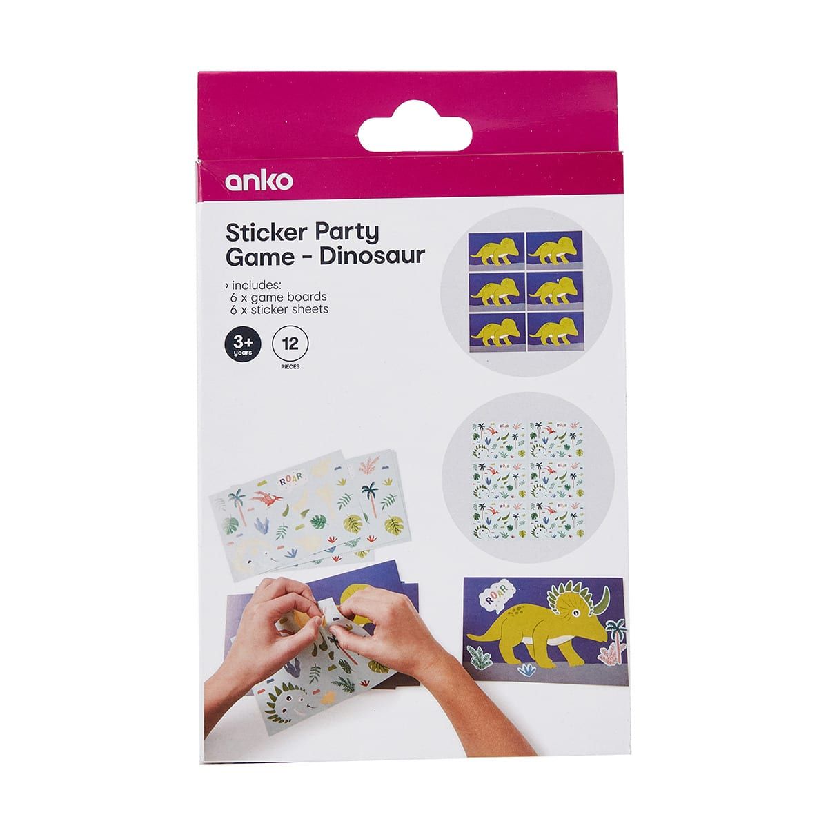 12 Piece Sticker Party Game - Dinosaur