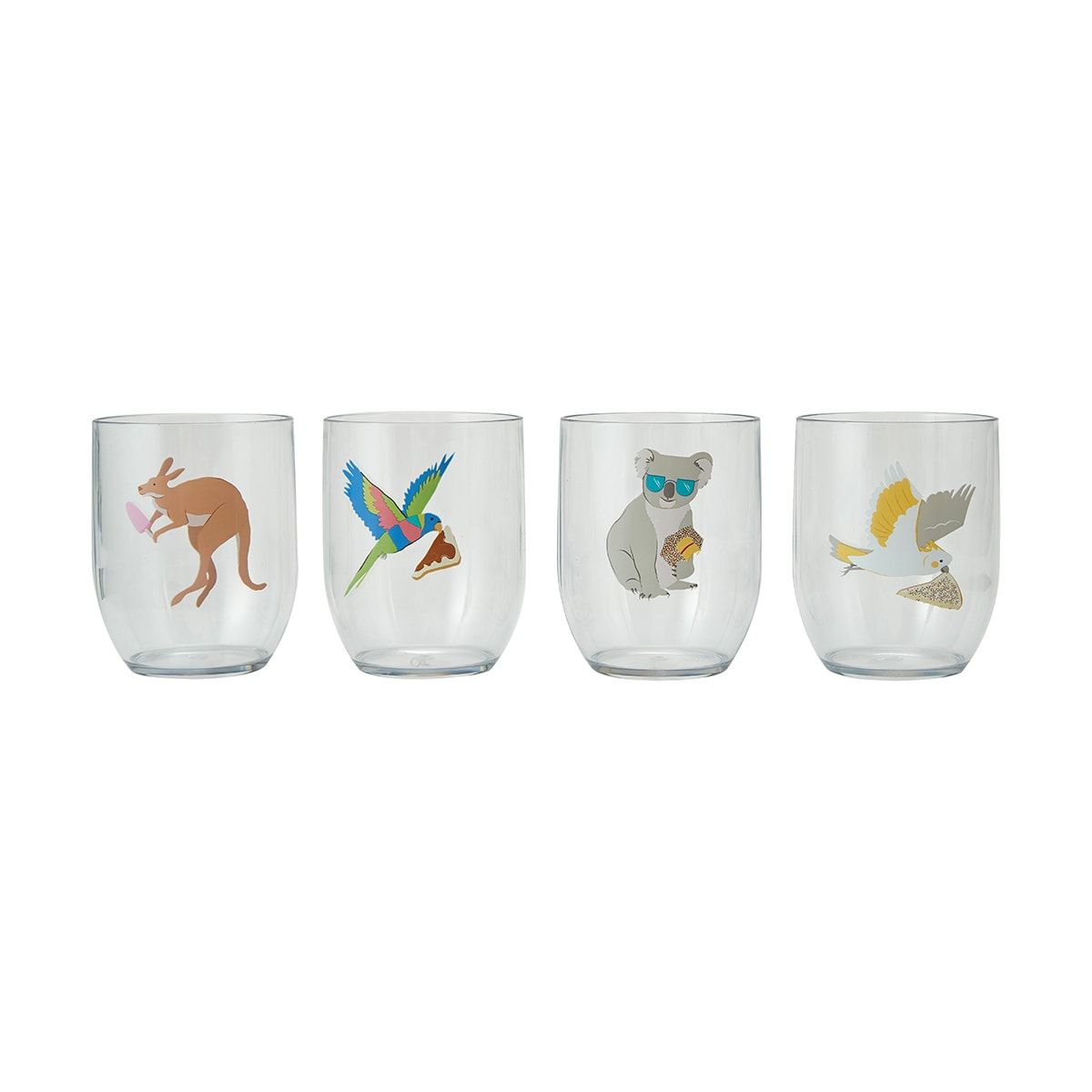 4 Piece Australiana Stemless Wine Glasses