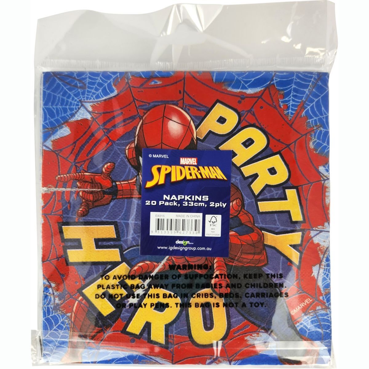 20 Pack Marvel Spider-Man Napkins