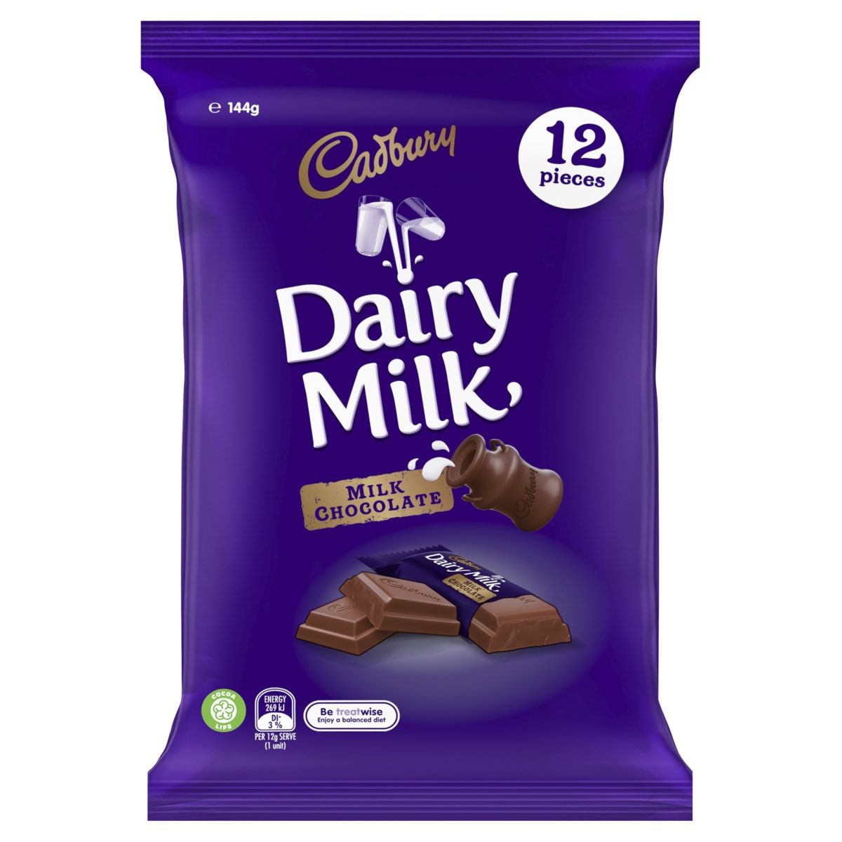 12 Pack Cadbury Dairy Milk Chocolate 144g