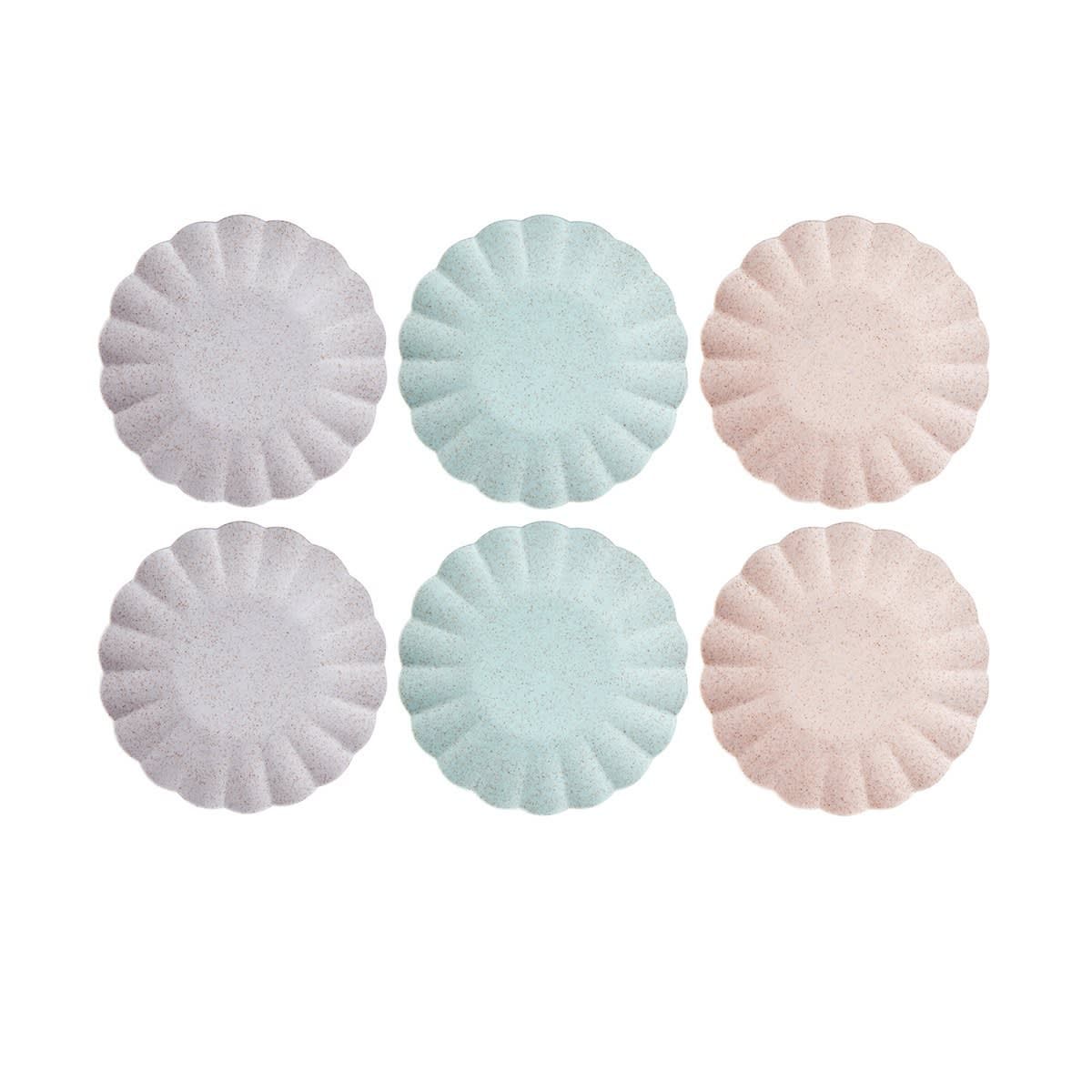 6 Piece Scalloped Wheat Grain Plates