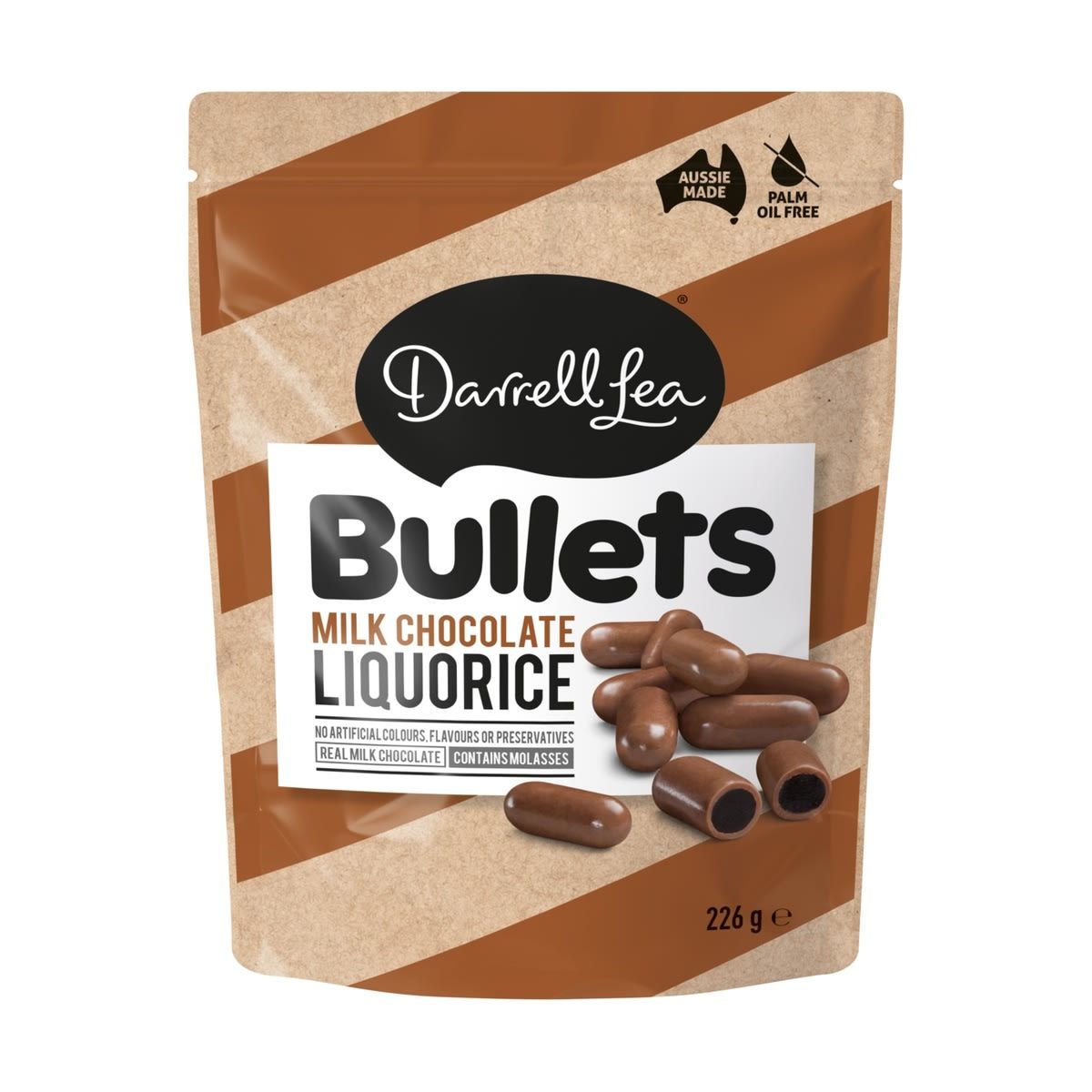 Darrell Lea Milk Chocolate Liquorice Bullets 226g