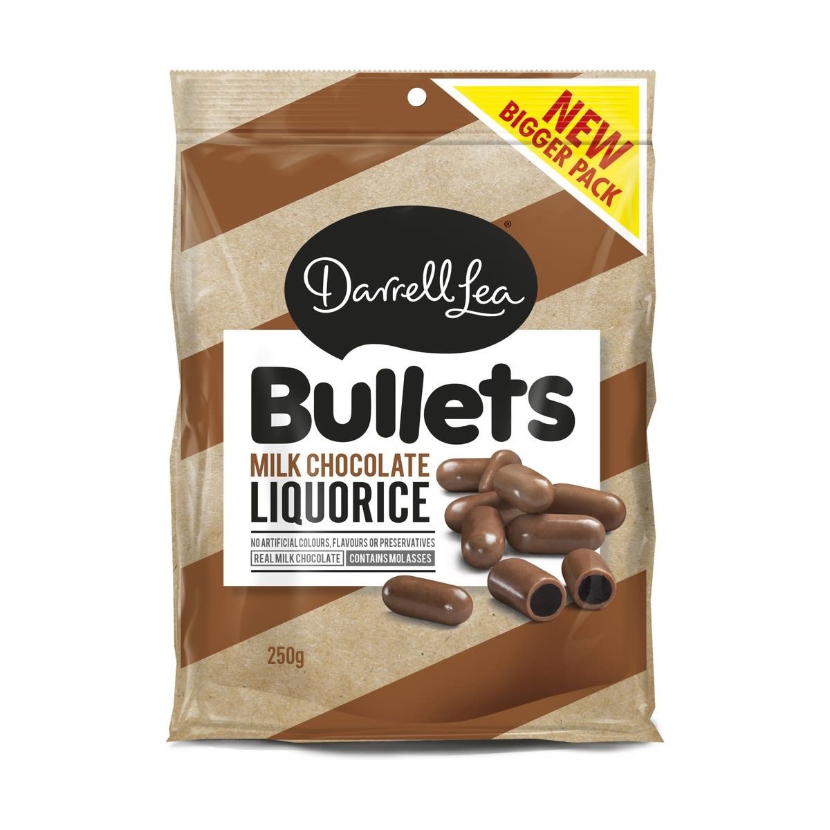 Darrell Lea Liquorice Milk Chocolate Bullets 250g