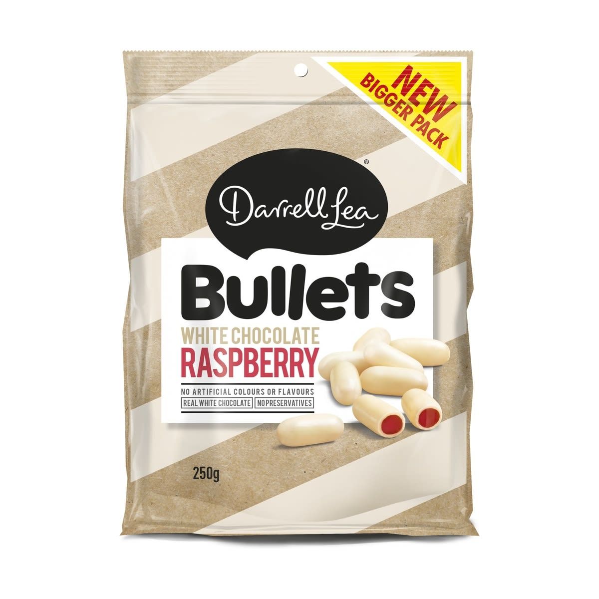 Darrell Lea White Chocolate Raspberry Bullets 200g