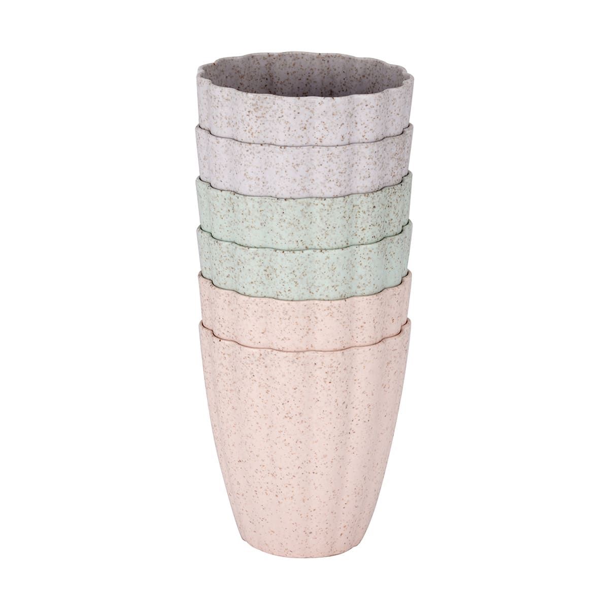 6 Piece Scalloped Wheat Grain Cups