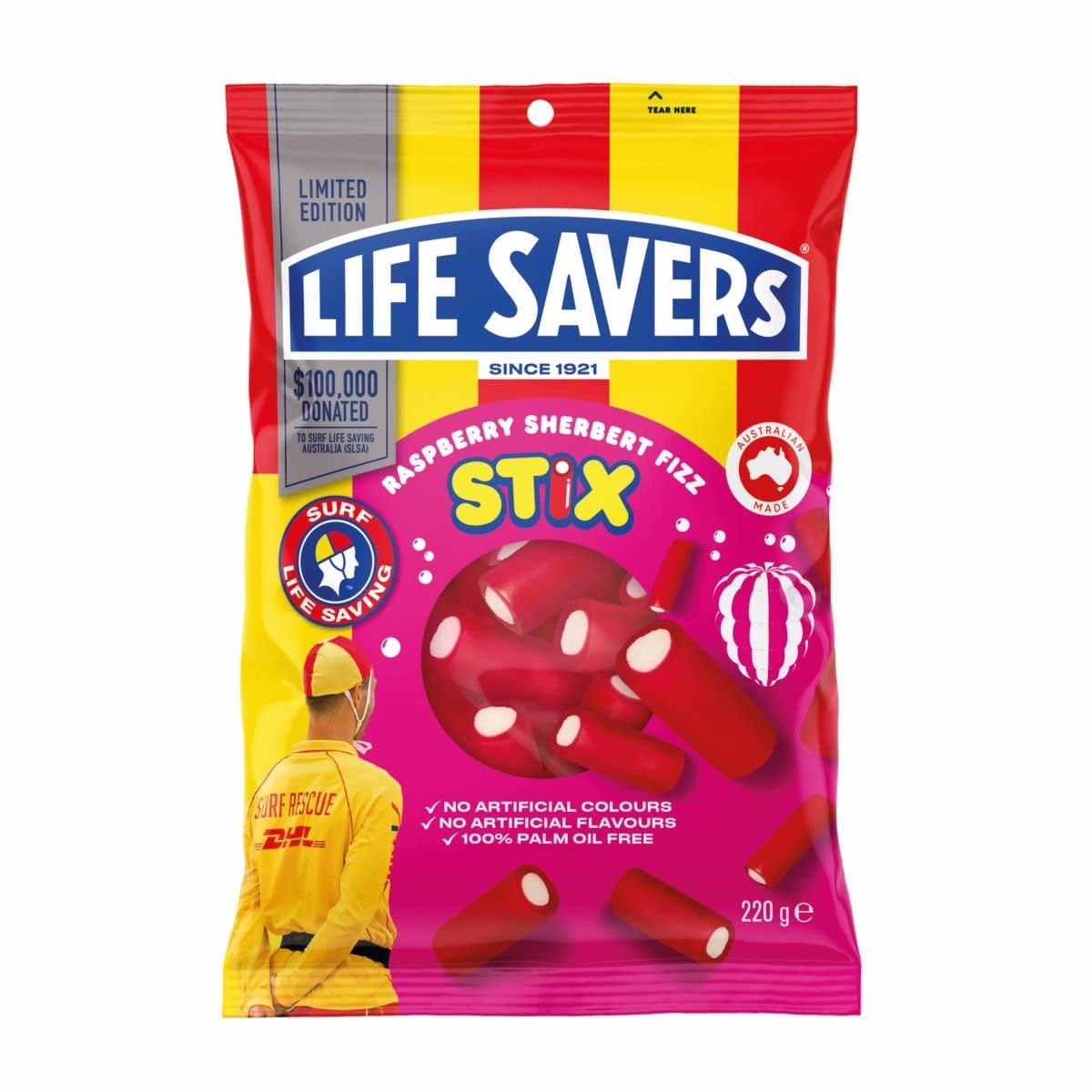Life Savers Raspberry Sherbert Fizz Stix 220g