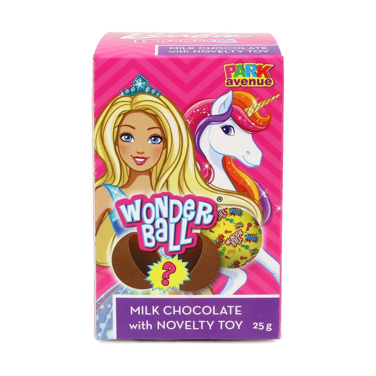 Park Avenue Barbie Wonderball Milk Chocolate With Novelty Toy 25g