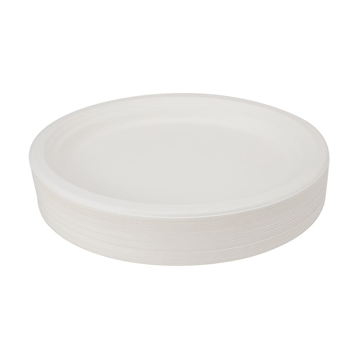 50 Pack Sugarcane Pulp Oval White Plates