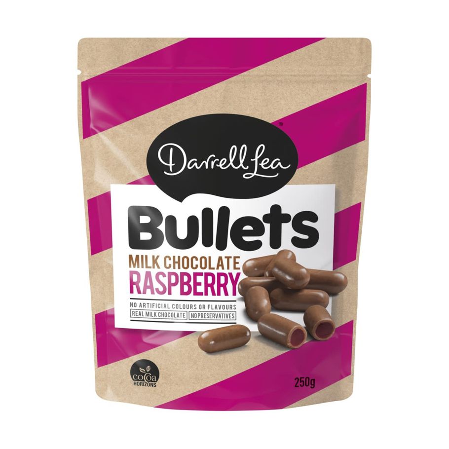 Darrell Lea Raspberry Milk Chocolate Bullets 250g